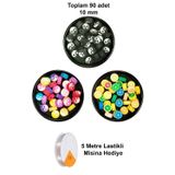 Mbb E-Ticaret 90 Adet 10 mm Polimer Kil Fimo Boncuk Takı Bileklik + 5 Metre Misina Hediye - Yin Yang - Yin Yang - Limon