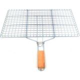 Mbb E-Ticaret Ahşap Saplı Mangal Izgarası Galvanizli Paslanmaz Kafes Demir 25 x 40 cm Mudanis