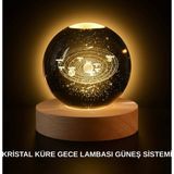 Mbb E-Ticaret Ahşap Standlı LED Kristal Küre Lazer İşlemeli Dekoratif Obje