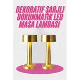 Mbb E-Ticaret Altın Rengi Masa ve Gece Lambası Dokunmatik Şarjlı Masa Lambası