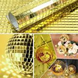 Mbb E-Ticaret BUFFER® Kare Gold Cam Mozaik Fayans Çıkartmaları El İşi Kare Cam Fayans Kendinden Yapışkanlı Aynalı Dekor Panel 30x30 Cm