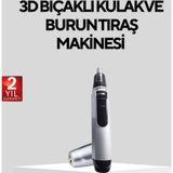 Mbb E-Ticaret Burun Kulak ve Kaş Tıraş Makinesi 3D Keskin Bıçaklı Pil ile Çalışan