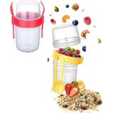 Mbb E-Ticaret Çift Hazneli - Çatal Kaşıklı Portatif Müsli -Atıştırmalık Kabı 800 ml