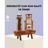 Mbb E-Ticaret Dekoratif Ahşap Kum Saati ve Deniz Feneri Figürlü Masa Süsü – Şık ve Fonksiyonel Tasarım