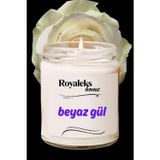Mbb E-Ticaret Doğal Özel Seri Kokulu Dekoratif Kavanoz Mum 210 cc - Beyaz Gül - RYL