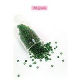 Mbb E-Ticaret Dökme Cam Kum Boncuk (8/0) 3 mm - 20 Gram - Şeffaf Asker Yeşili - BNC177