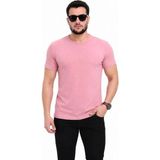 Mbb E-Ticaret Erkek Basic Tişört Bisiklet Yaka Kısa Kol Günlük Yazlık Slim Fit T-Shirt - Pembe