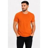 Mbb E-Ticaret Erkek Basic Tişört Bisiklet Yaka Kısa Kol Günlük Yazlık Slim Fit T-Shirt - Turuncu - 2XL