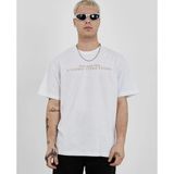 Mbb E-Ticaret Erkek Bisiklet Yaka Tişort Baskılı Oversize Kısa Kol T-Shirt - Beyaz