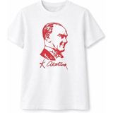 Mbb E-Ticaret Erkek Çocuk Atatürk Baskılı Tişört Kısa Kollu Bisiklet Yaka T-Shirt - Beyaz - 15 - 16 Yaş
