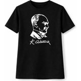 Mbb E-Ticaret Erkek Çocuk Atatürk Baskılı Tişört Kısa Kollu Bisiklet Yaka T-Shirt - Siyah - 15 - 16 Yaş