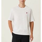 Mbb E-Ticaret Erkek Kısa Kol Tişört Bisiklet Yaka Kalp Baskılı Oversize T-Shirt - Beyaz - 2XL