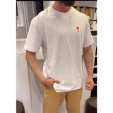 Mbb E-Ticaret Erkek Kısa Kol Tişört Bisiklet Yaka Kalp Baskılı Oversize T-Shirt - Beyaz