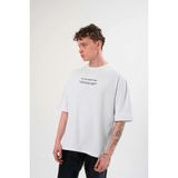 Mbb E-Ticaret Erkek Kısa Kol Yazlık Tişört Bisiklet Yaka Baskılı Oversize T-Shirt - Beyaz - 3XL