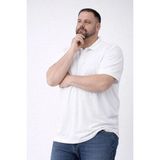 Mbb E-Ticaret Erkek Polo Yaka Düğmeli Tişört Pike Kumaş Battal Beden Kısa Kol T-Shirt - Beyaz - 2XL