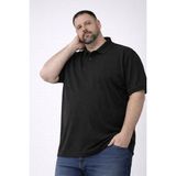Mbb E-Ticaret Erkek Polo Yaka Düğmeli Tişört Pike Kumaş Battal Beden Kısa Kol T-Shirt - Siyah - 4XL