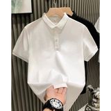 Mbb E-Ticaret Erkek Polo Yaka Tişört Düğmeli Pike Düz T-Shirt - Beyaz - XL