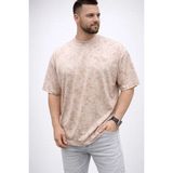 Mbb E-Ticaret Erkek Premium Tişört Osy Yumuşak Dokulu Yıkamalı Oversize T-Shirt - Bej - 2XL