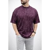 Mbb E-Ticaret Erkek Premium Tişört Osy Yumuşak Dokulu Yıkamalı Oversize T-Shirt - Bordo
