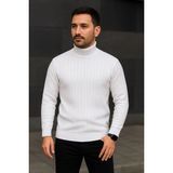 Mbb E-Ticaret Erkek Tam Boğazlı Balıkçı Yaka Triko Kazak Kalın Fitilli - Beyaz - 2XL