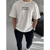 Mbb E-Ticaret Erkek Tişört Bisiklet Yaka Baskılı Oversize Kısa Kol T-Shirt - Beyaz - 3XL