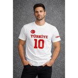 Mbb E-Ticaret Erkek Türkiye Ay Yıldız Baskılı 10 Numara Forma Tişört Taraftar T-Shirt - Beyaz