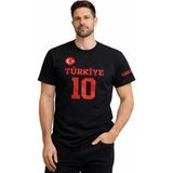Mbb E-Ticaret Erkek Türkiye Ay Yıldız Baskılı 10 Numara Forma Tişört Taraftar T-Shirt - Siyah