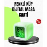 Mbb E-Ticaret Gece Lambası Fonksiyonlu Renk Değiştiren LED Küp Dijital Saat - 41 - 45 mm - Renkli