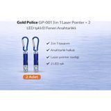 Mbb E-Ticaret Gold GP-001 3 In 1 Lazer + 2 LED Işıklı El Feneri Anahtarlıklı 2 Adet