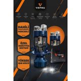 Mbb E-Ticaret H4 Platinum Mercekli LED Far Ampulü 12V Çift Fazlı Uzun Kısa Fanlı Beyaz Işık