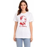 Mbb E-Ticaret Kadın Atatürk Baskılı Tişört Kısa Kollu Bisiklet Yaka T-Shirt - Beyaz - XS