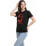 Mbb E-Ticaret Kadın Atatürk Baskılı Tişört Kısa Kollu Bisiklet Yaka T-Shirt - Siyah - 2XL