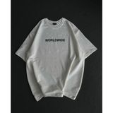 Mbb E-Ticaret Kadın Baskılı T-Shirt Kısa Kol Bisiklet Yaka Oversize Rahat Kalıp Günlük Tişört - Beyaz