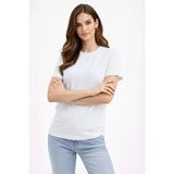 Mbb E-Ticaret Kadın Bisiklet Yaka Yazlık Kısa Kol Düz Tişört Regular Kalıp T-Shirt - Beyaz