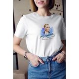 Mbb E-Ticaret Kadın Kısa Kol Yazlık Tişört Bisiklet Yaka Atatürk Baskılı T-Shirt - Beyaz - 2XL