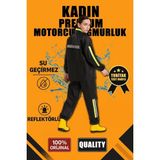 Mbb E-Ticaret Kadın Premium Motorcu Kurye Yağmurluk Takım Su Geçirmez Pvc Reflektörlü Siyah - Çok Renkli