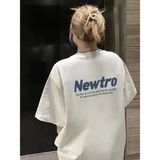 Mbb E-Ticaret Kadın Tişört Newtro Baskılı Oversize Bisiklet Yaka T-Shirt - Beyaz