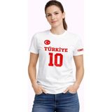 Mbb E-Ticaret Kadın Türkiye Ay Yıldız Baskılı 10 Numara Forma Tişört Taraftar T-Shirt - Beyaz