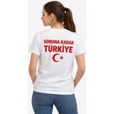 Mbb E-Ticaret Kadın Türkiye Ay Yıldız Baskılı Taraftar Forma T-Shirt - Beyaz - XL