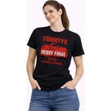 Mbb E-Ticaret Kadın Türkiye Baskılı Tişört Ay Yıldız 2026 Dünya Kupası Taraftar Forma T-Shirt - Siyah - XS
