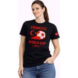 Mbb E-Ticaret Kadın Türkiye World Cup 2026 Baskılı Tişört Futbol Temalı Forma T-Shirt - Siyah - XL