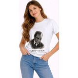 Mbb E-Ticaret Kız Çocuk Atatürk Baskılı Tişört Kısa Kollu Bisiklet Yaka T-Shirt - Beyaz - 15 - 16 Yaş