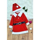 Mbb E-Ticaret Kız Çocuk Noel Anne Yılbaşı Kostümü Etekli Şapkalı Elbise Yılbaşı Noel Baba Kostümü