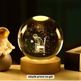 Mbb E-Ticaret Küçük Prens Temalı Büyük Boy Işıklı Cam Küre Ahşap Stand