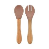 Mbb E-Ticaret Mama Kaşığı ve Çatal Seti Woody Brown