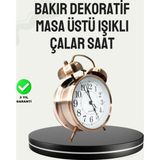 Mbb E-Ticaret Nostaljik Büyük Boy Metal Masa Saati Bronz Kaplama ve Yüksek Sesli Alarm