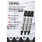Mbb E-Ticaret Onas Siyah Beyaz Tahta Kalemi Whiteboard Marker Düşük Kokulu 3 Adet