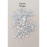 Mbb E-Ticaret Oya Abiye Bileklik Kolye Pleksi Metalik Plastik Pul Gümüş Renk 8 Gram 50 Adet - Bnc529