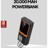 Mbb E-Ticaret Powerbank 20000 mAh Dijital Ekranlı ve Çok Kablolu Hızlı Şarj Cihazı
