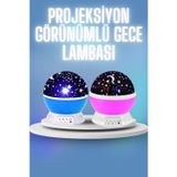 Mbb E-Ticaret Renkli Yıldızlı Gökyüzü Projeksiyon Gece Lambası Pilli ve USB Kablolu
